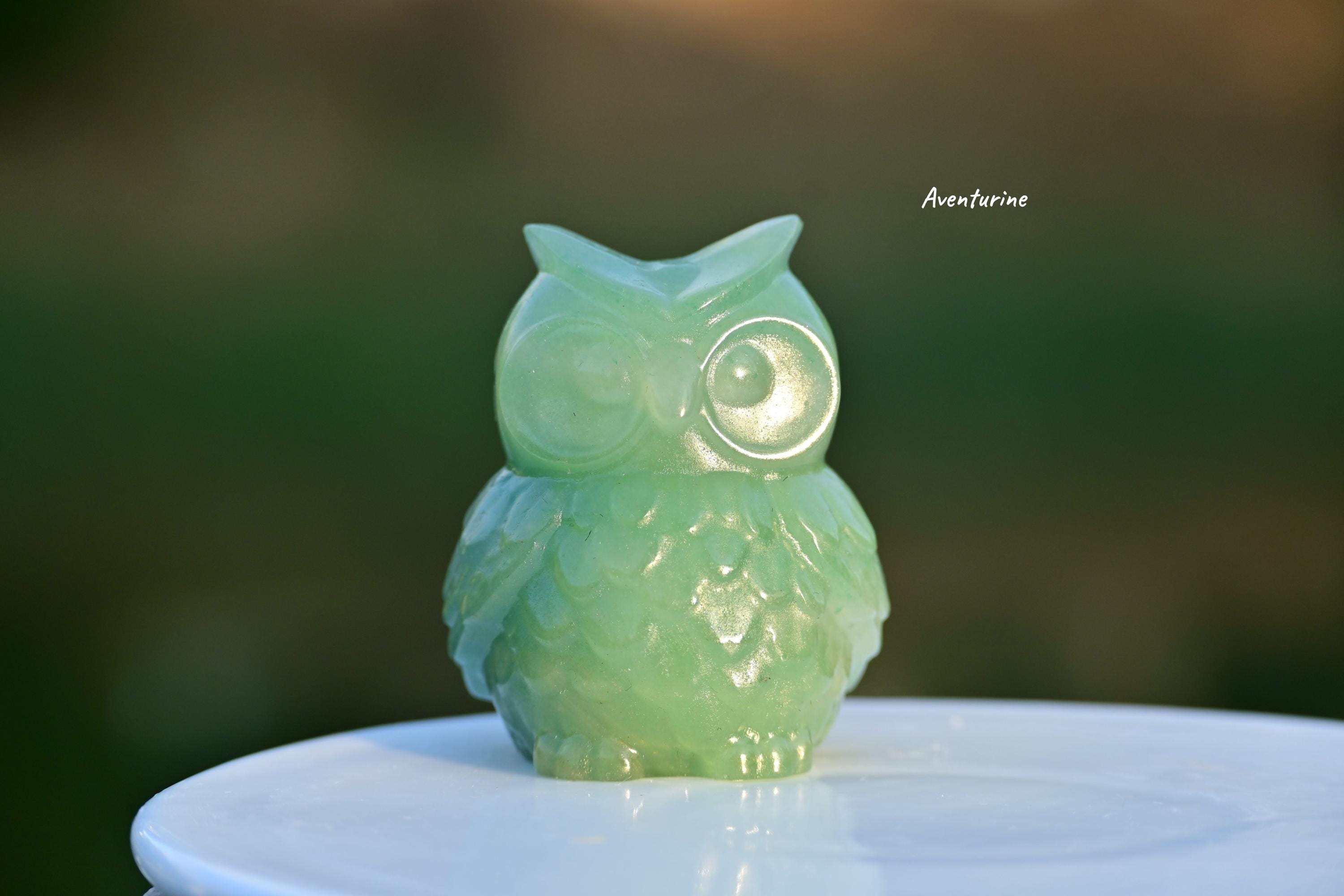 2インチ天然水晶フクロウ、水晶フクロウの彫刻、フクロウの置物、水晶