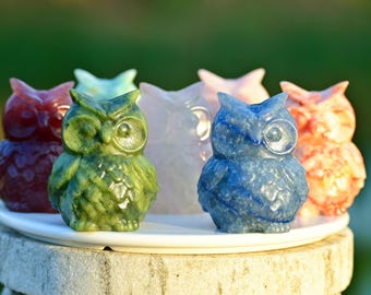 2'' Natural Quartz Crystal Owl，crystal Owl Carving，owl Figurine