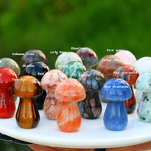 1.5&#39;&#39; Natural Crystal mushroom，Mushroom carving，Mushroom decor，Crystal gift，Crystal ornament，desk ornaments，Crystal healing