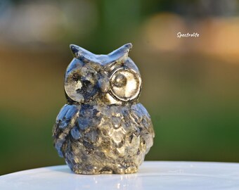 2インチ天然水晶フクロウ、水晶フクロウの彫刻、フクロウの置物、水晶