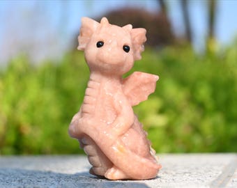 3.2'' 天然水晶ドラゴン、ドラゴンの彫刻、ドラゴンの置物、クリスタル