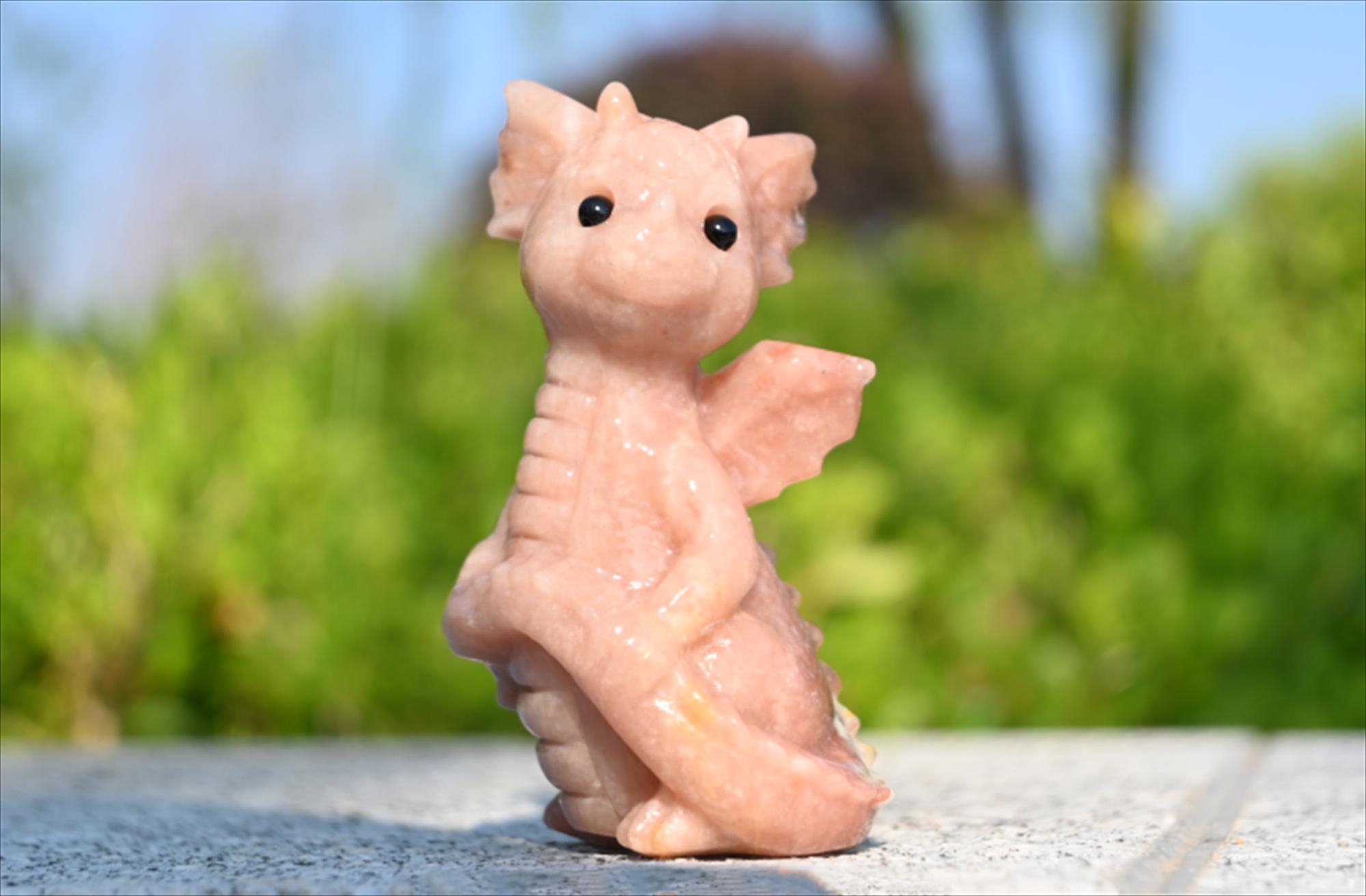 翡翠のような半透明のドラゴン彫刻、オリジナルの箱付き。 3.2'' 天然水晶ドラゴン、ドラゴンの彫刻、ドラゴンの置物、クリスタル