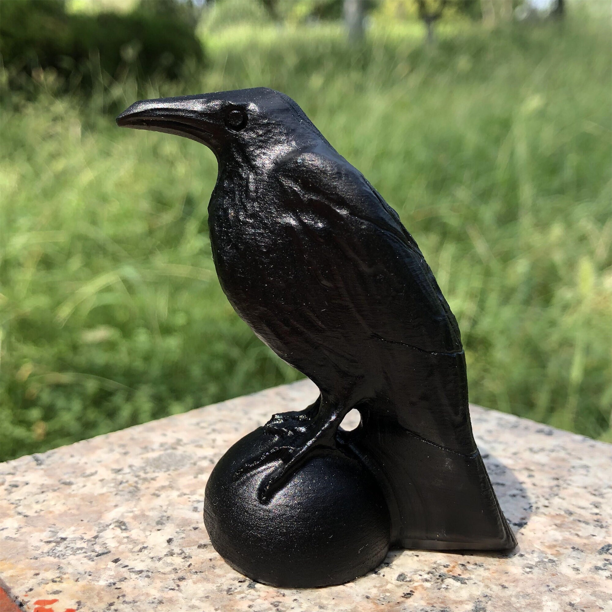 2.6''hand Carved Natural Obsidian Crow，quartz Crystal，crystal