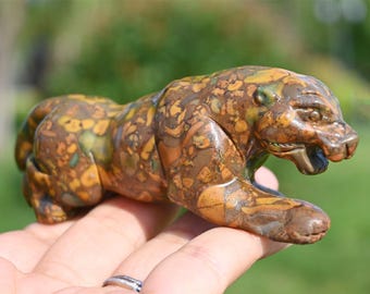 4.6'' Natural Azolite Leopard Carved，quartz Crystal Leopard