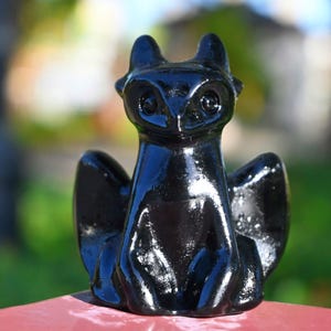 2.4&#39;&#39; Natural Obsidian Dragon，Crystal Dragon figurine，Crystal decor，Dragon statue，Crystal ornament，Crystal gift，Reiki healing