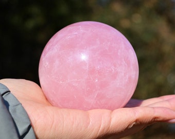 50mm+ Natural Rose quartz Sphere，Crystal Sphere decor，Rose quartz ball，Meditation Sphere，Crystal Energy ball，Crystal gift，Reiki sphere