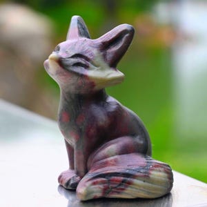 2.4&#39;&#39; Natural Quartz crystal Fox carving，Crystal Fox figurine，fox statue，Crystal collect，Home decor，Crystal gift，Crystal healing 1pc