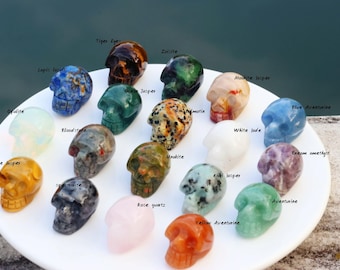 1'' Natural Quartz crystal skull carving，Crystal skull decor，Halloween Skull，Crystal ornament，Halloween gift，Crystal Gift，Reiki Healing