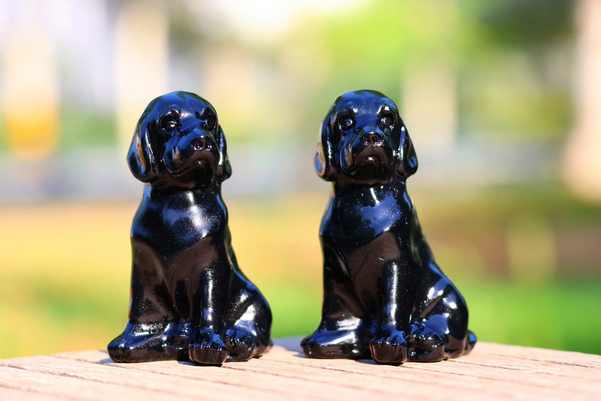 2.2'' Natural Hand Carved Obsidian Dog，crystal Dog，quartz