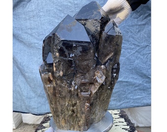 55.88LB 天然エリクサー スモーキークォーツポイント、クリスタル