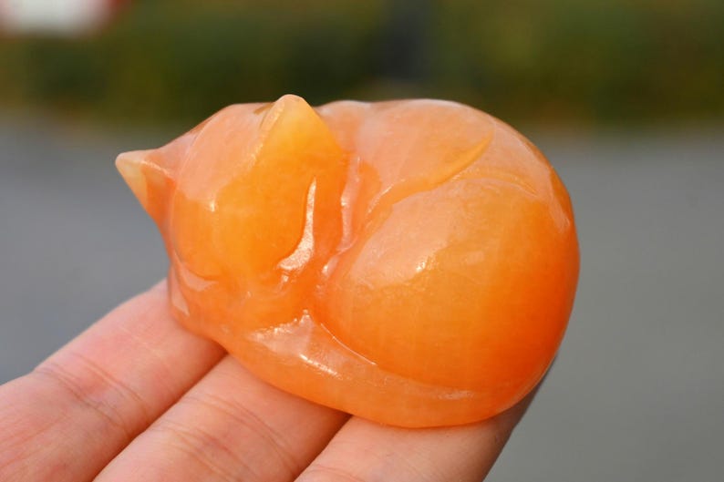 2.2'' Natural Geode Stone Sleeping Cat，quartz Crystal Cat，cat Figurine ...