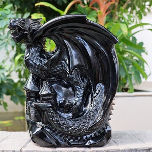 9.4kg Natural Hand carved Obsidian Dragon Skull，Crystal ornament，Quartz Crystal，Crystal gift，Crystal dragon Skull，Crystal healing SL-248