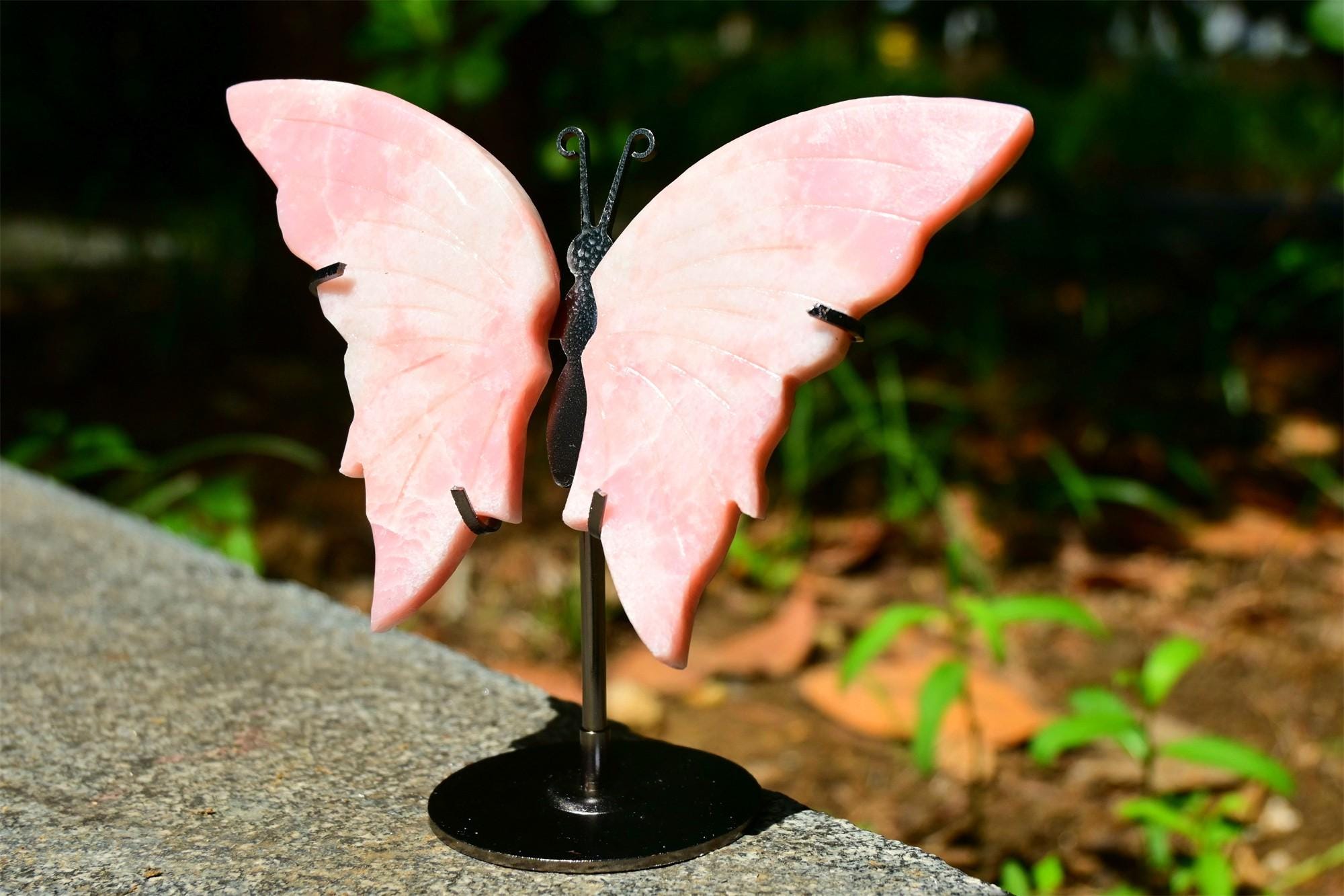 A Pair Natural Pink Opal Butterfly Wings，crystal Butterfly