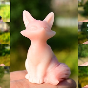 2.4&#39;&#39; Natural Quartz crystal Fox carving，Crystal Fox figurine，Fox statue，Crystal collect，Home decor，Crystal gift，Crystal healing