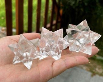 Natural Clear quartz Merkaba，Crystal Merkaba Star，Crystal Geometry，Concentration memory energetic，Crystal Dodecahedron，Crystal Energy