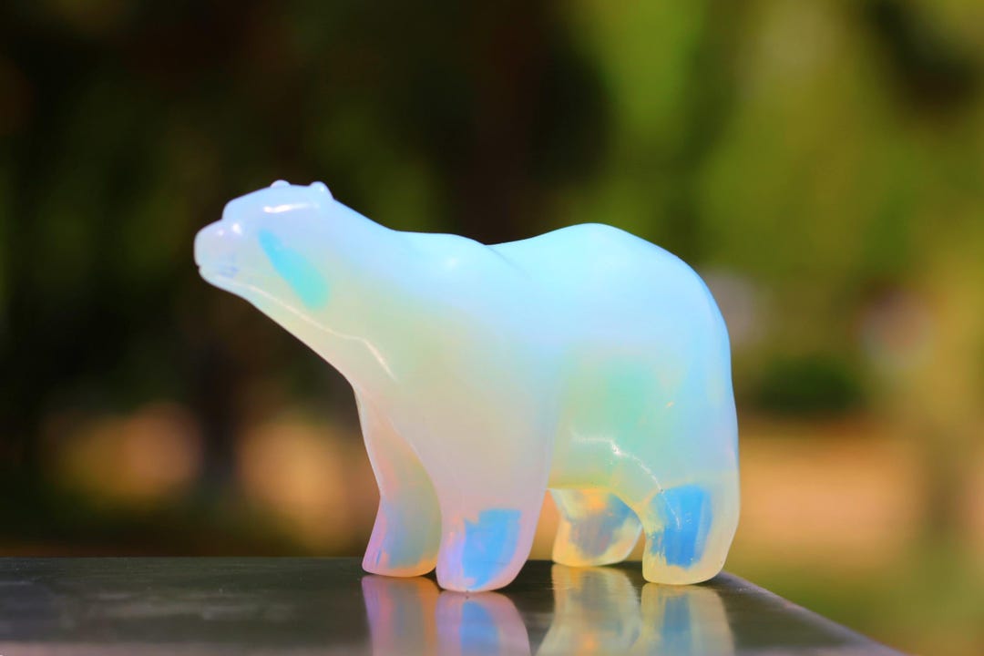Saint Louis Crystal Polar Bea figurine白熊 3.4'' Opalite Bear，crystal Bear，polar Bear Figurine，white Bear