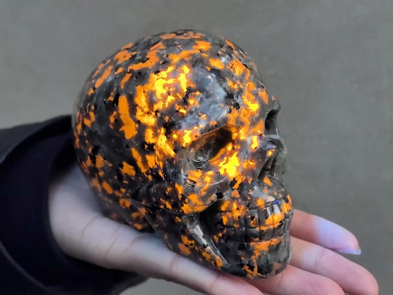 3'' Natural Yooperlite skull，quartz crystal，Crystal skull，Home decor，Crystal gift，Chakra Reiki healing
