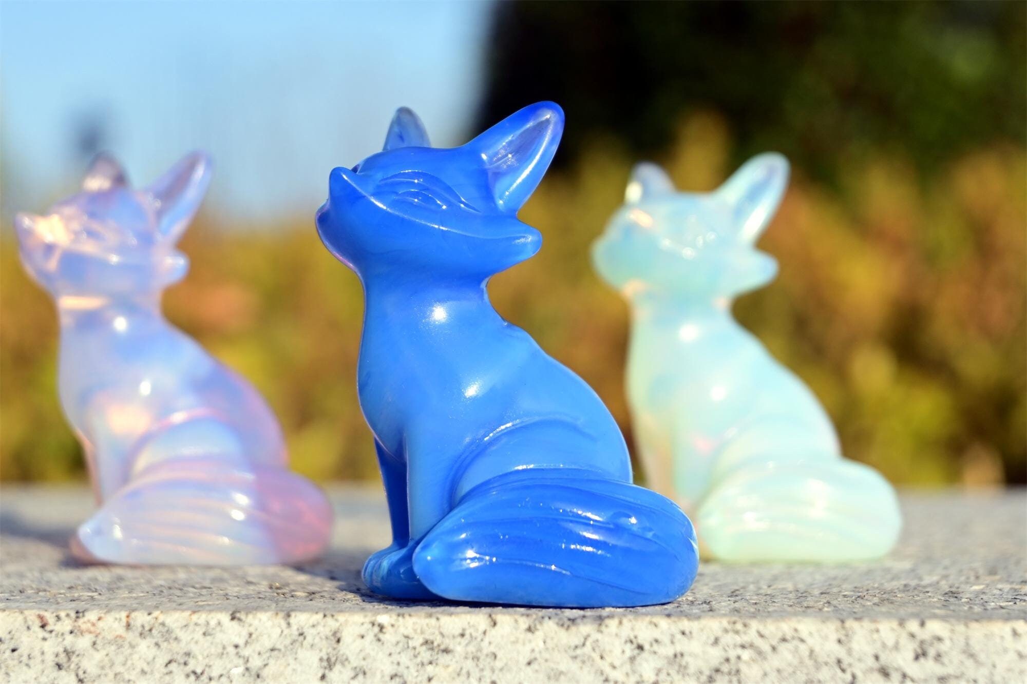 2.4'' Natural Opalite Fox Carving，crystal Fox Figurine，fox