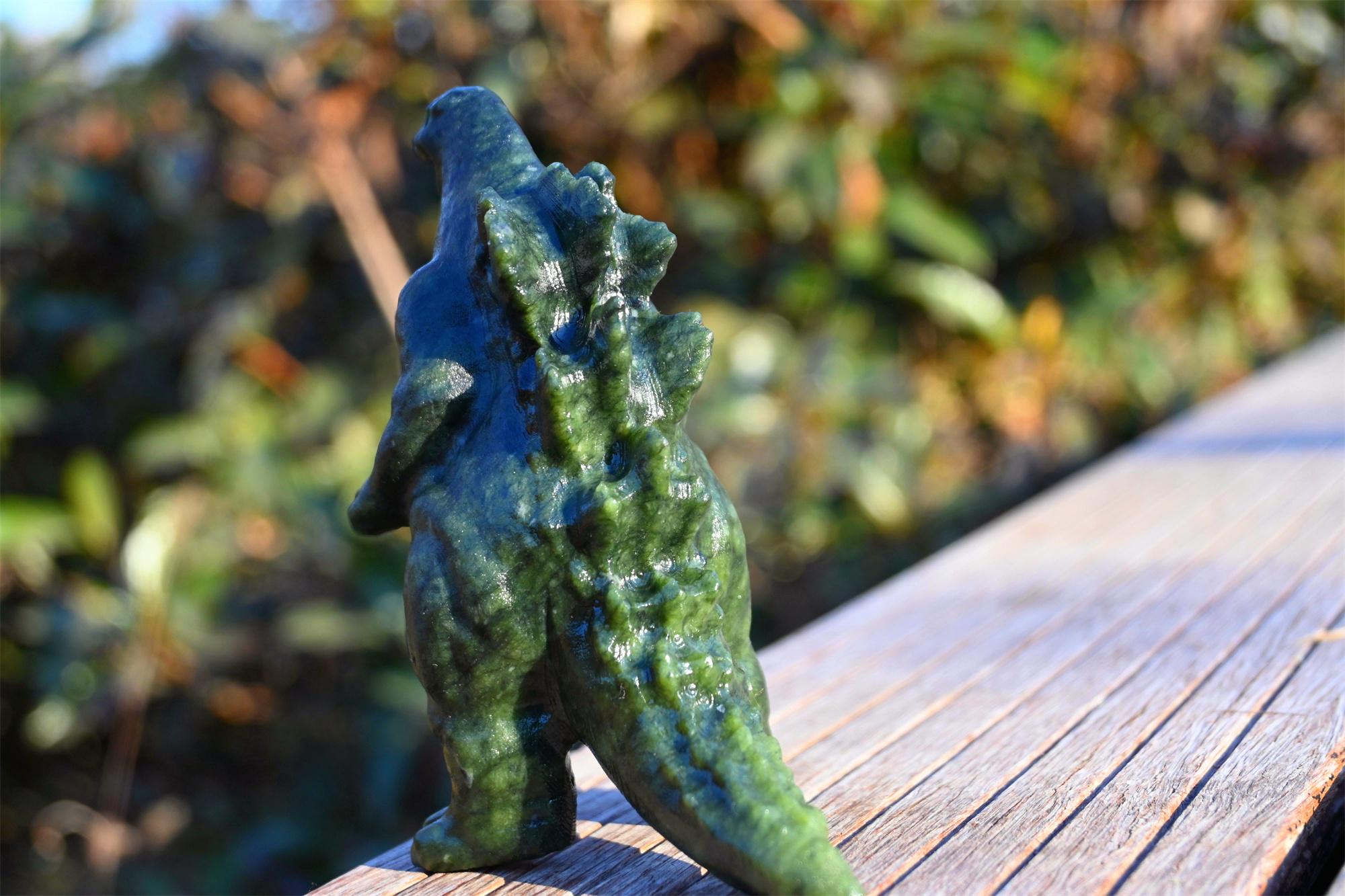 4.7'' Natural Green Jade Godzilla，quartz Crystal Dinosaur