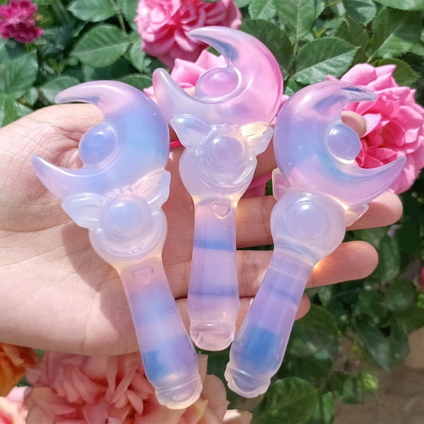 4.1'' Hand carved Pink opalite Magic wand，crystal decor，quartz crystal，Crystal gift，Crystal Magic wand，Crystal healing