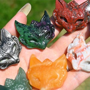 1.5&#39;&#39; Natural Quartz Crystal fox，Fox carving，Fox figurine，Fox pendant，Home decor，Crystal gift，Crystal ornament，Reiki Healing