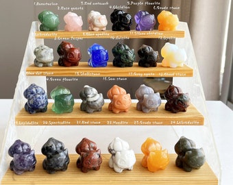 1.2&#39;&#39; Natural Quartz Crystal Bulbasaur，Crystal Bulbasaur carved，Crystal Bulbasaur decor，Bulbasaur figurine，Crystal gift，Crystal healing