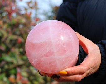 80-100mm Natural Rose quartz Sphere，Crystal Sphere decor，Rose quartz ball，Meditation crystal Sphere，Crystal Energy ball，Crystal gift