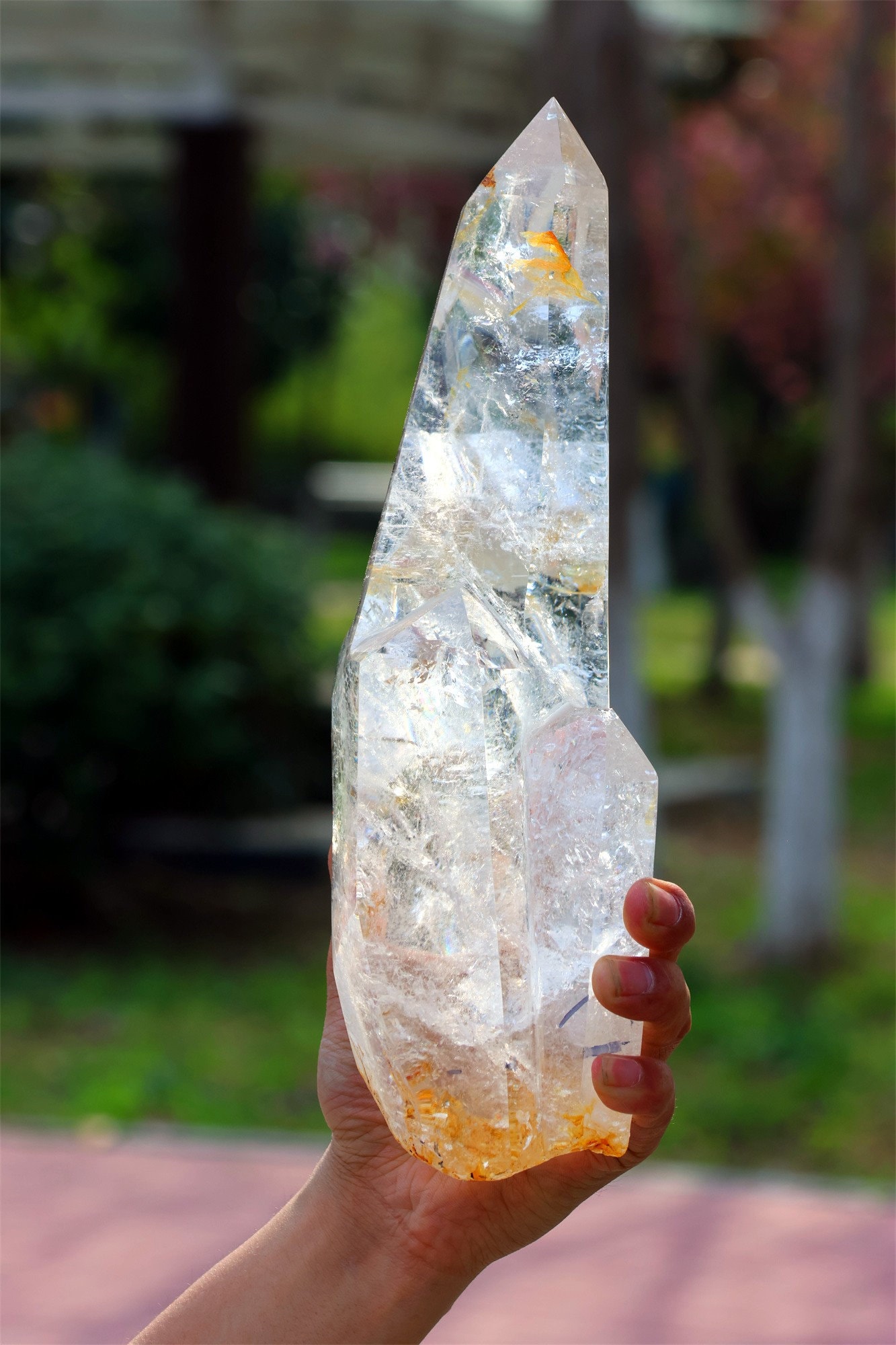 2.6KG Natural Clear Quartz Obelisk，natural Crystal Obelisk Decor