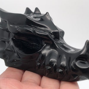 4'' Natural Hand carved Obsidian dragon skull，quartz crystal，Crystal gift，Crystal dragon skull，Crystal healing