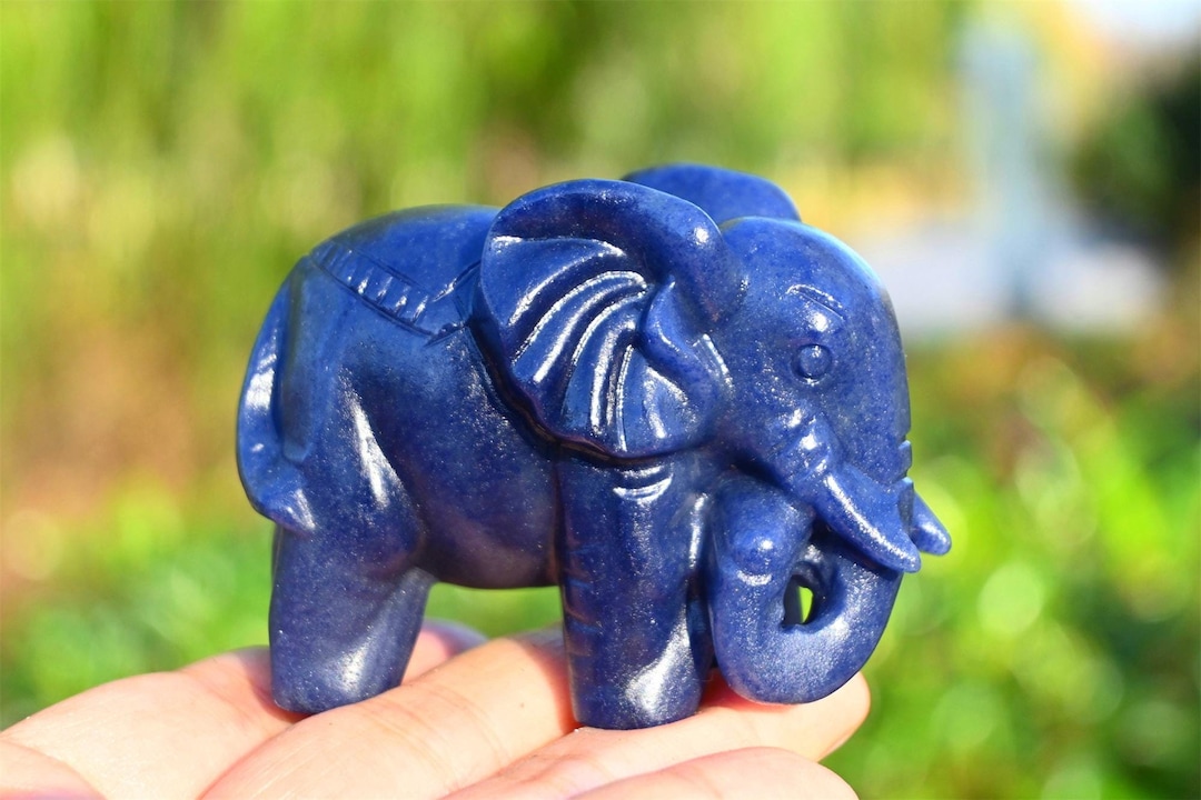 2.6'' Natural Blue Aventurine Elephant， Quartz Crystal Elephant