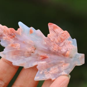 3&#39;&#39; Natural Pink opal leaf carving，Crystal Maple leaf，Leaf decorations，Crystal gift，Leaf ornament，Home decor，Crystal pendant，Crystal healing