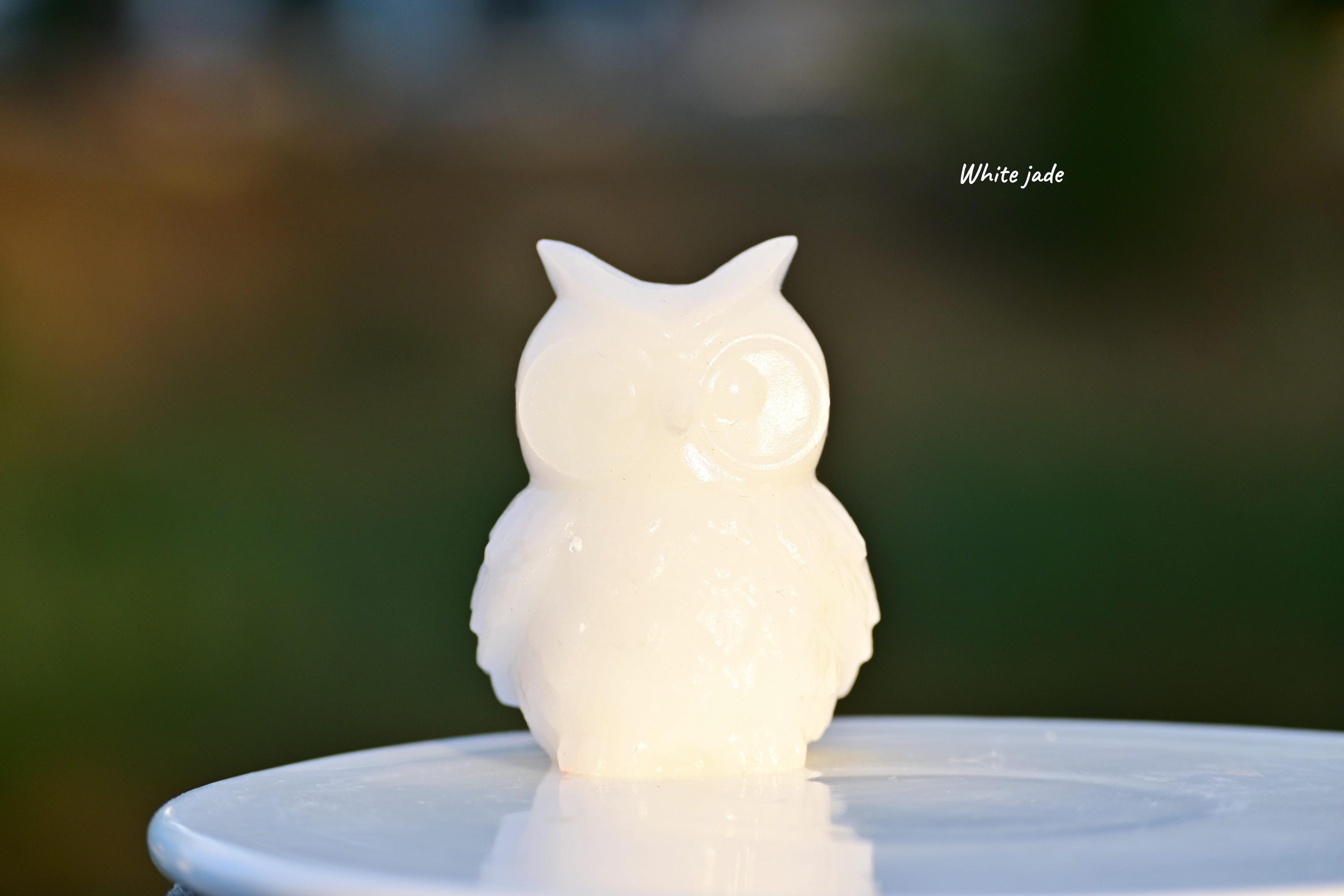 2インチ天然水晶フクロウ、水晶フクロウの彫刻、フクロウの置物、水晶