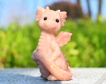 3.2'' 天然水晶ドラゴン、ドラゴンの彫刻、ドラゴンの置物、クリスタル