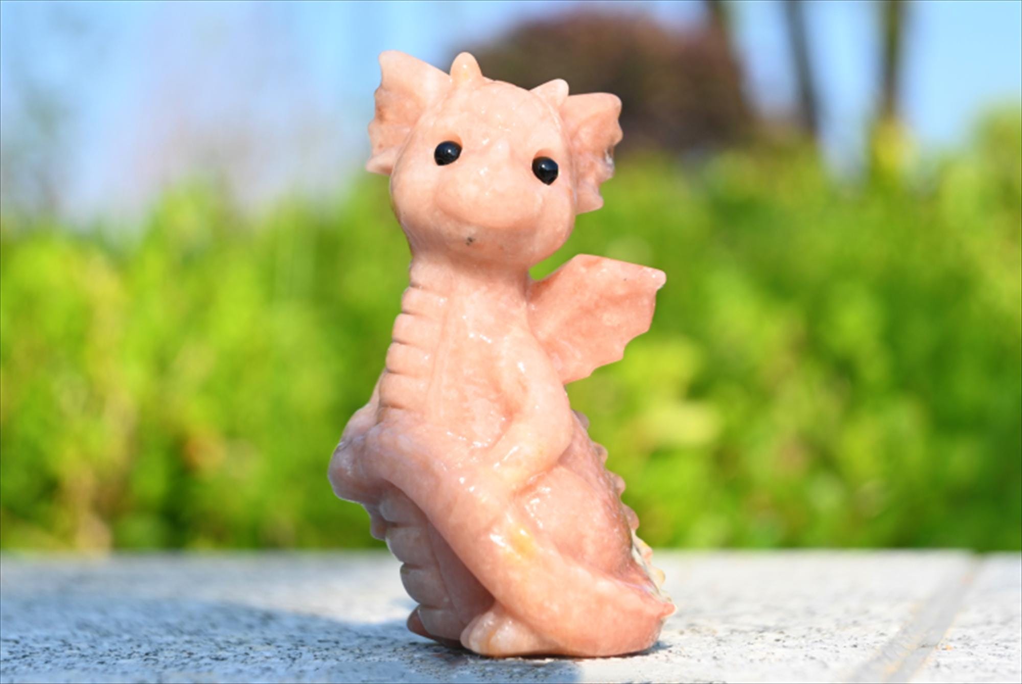 3.2'' 天然水晶ドラゴン、ドラゴンの彫刻、ドラゴンの置物、クリスタル