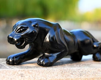 Vintage黒豹(BLACK PANTHER）ブロンズ　オブジェ Large Vintage Ceramic Black Panther - Etsy