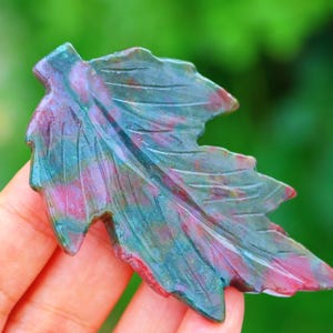 3&#39;&#39; Natural Ocean Jasper leaf carving，Crystal Maple leaf，Leaf decor，Crystal gift，Leaf ornament，Home decor，Crystal pendant，Crystal healing