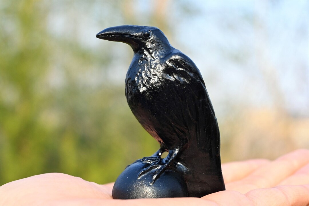 2.6'' Natural Hand Carved Obsidian Crow，quartz Crystal Crow，crow