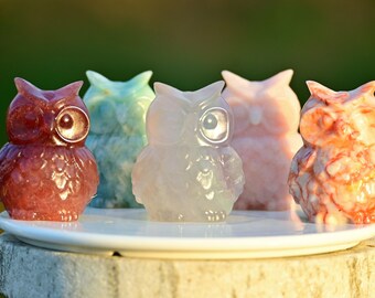 水晶フクロウ　置物 2インチ天然水晶フクロウ、水晶フクロウの彫刻、フクロウの置物、水晶