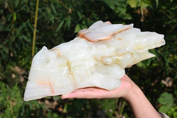 5.5LB Natural Hand carved Afghan jade Dragon skull，quartz crystal，Crystal dragon skull，Onyx Vetro dragon，Crystal ornament, Crystal healing