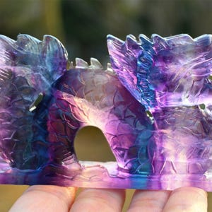 4&#39;&#39; Natural Fluorite dragon carving，Quartz Crystal Dragon，Dragon figurine，Crystal ornament，Quartz crystal，Halloween Gift