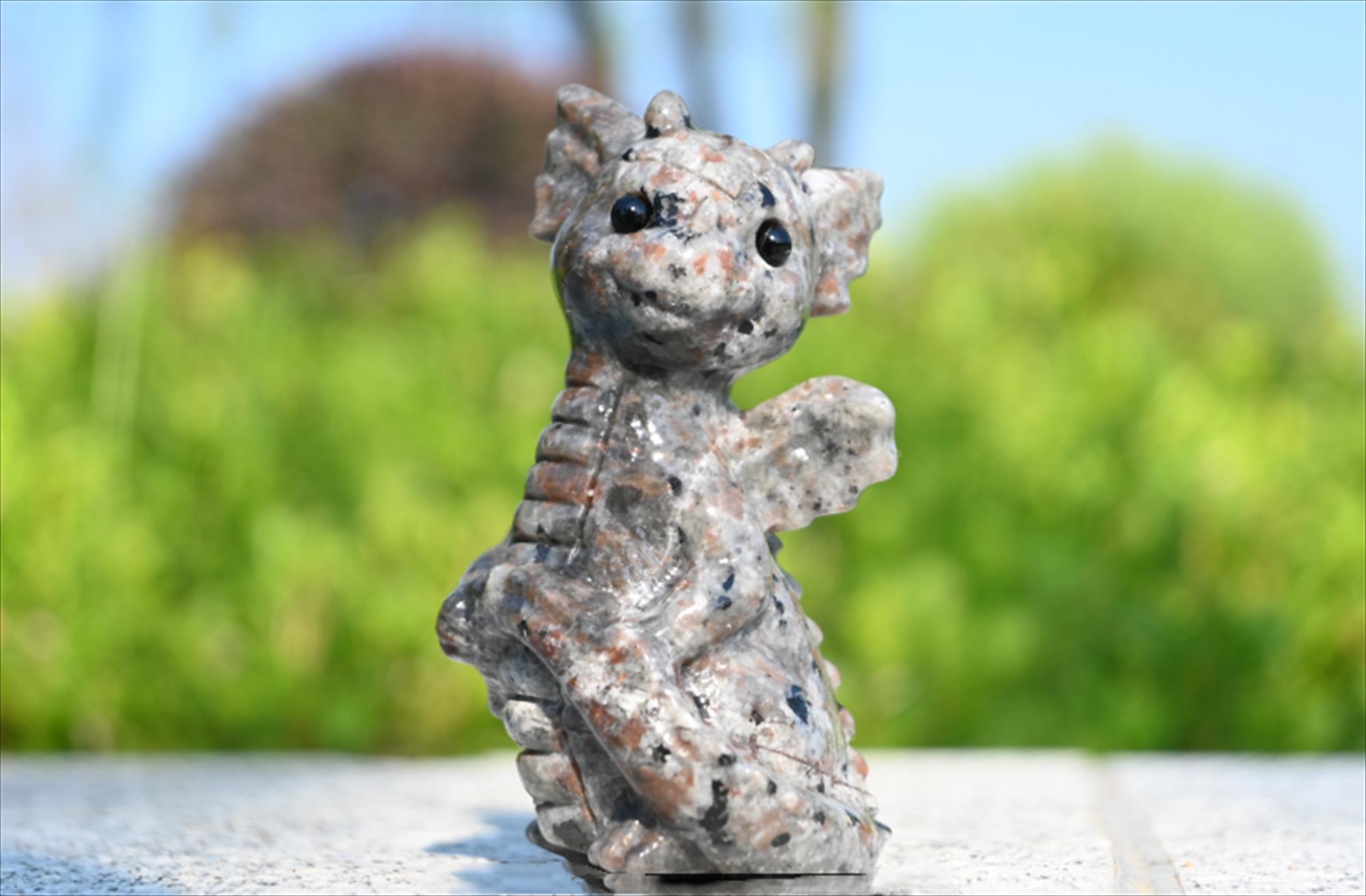 3.2'' 天然水晶ドラゴン、ドラゴンの彫刻、ドラゴンの置物、クリスタル