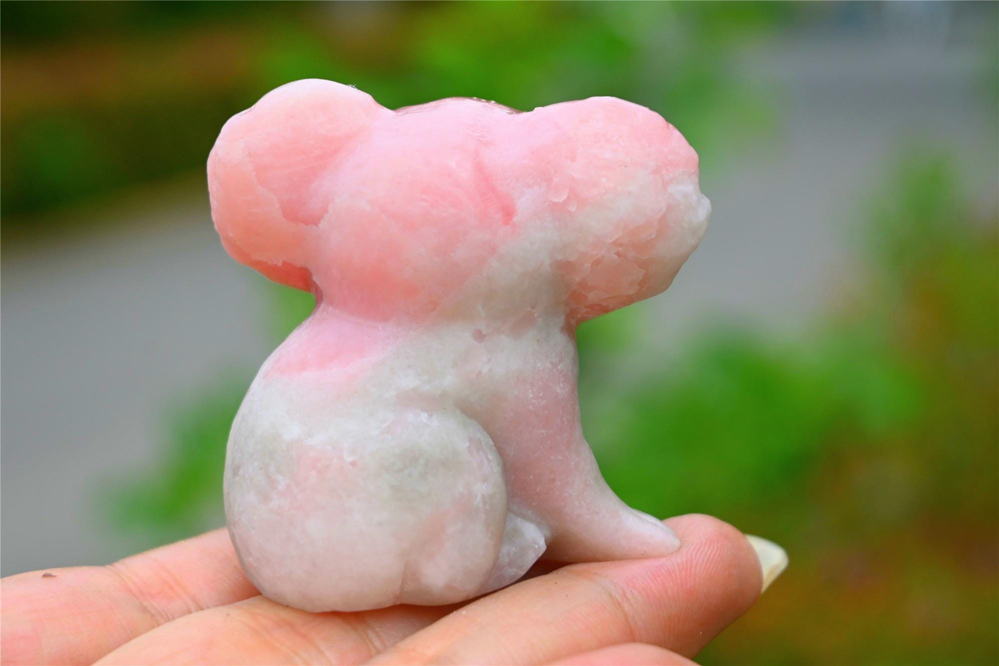 2インチ天然ピンクオパールコアラ、クリスタルコアラ彫刻、コアラの