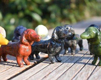 3.1'' 天然水晶ダックスフント、水晶、クリスタル犬彫刻、クリスタル