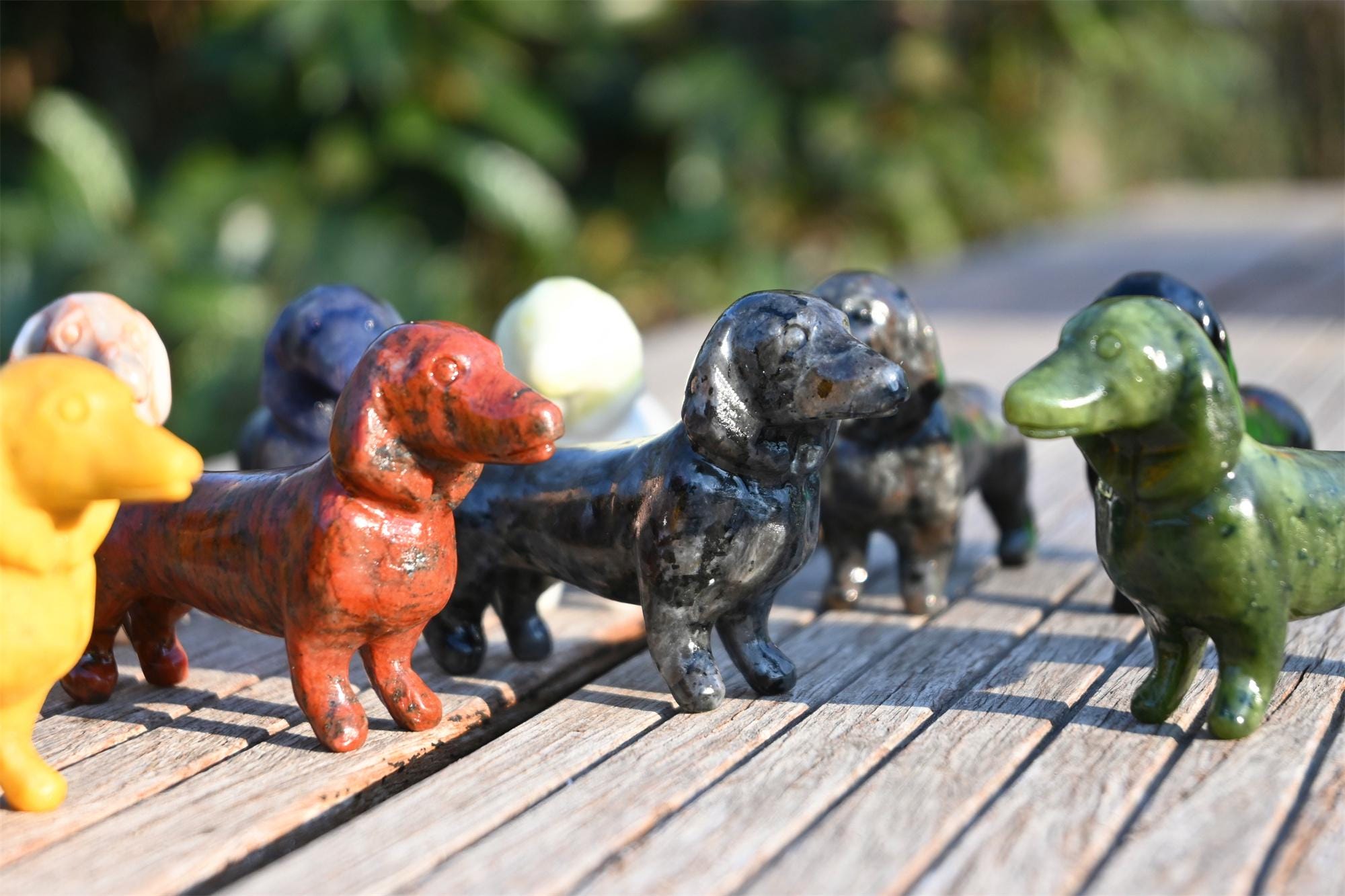 3.1'' 天然水晶ダックスフント、水晶、クリスタル犬彫刻、クリスタル