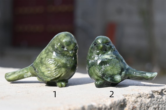 2.6'' Natural Hand Carved Olive Green Jade Bird，crystal Bird