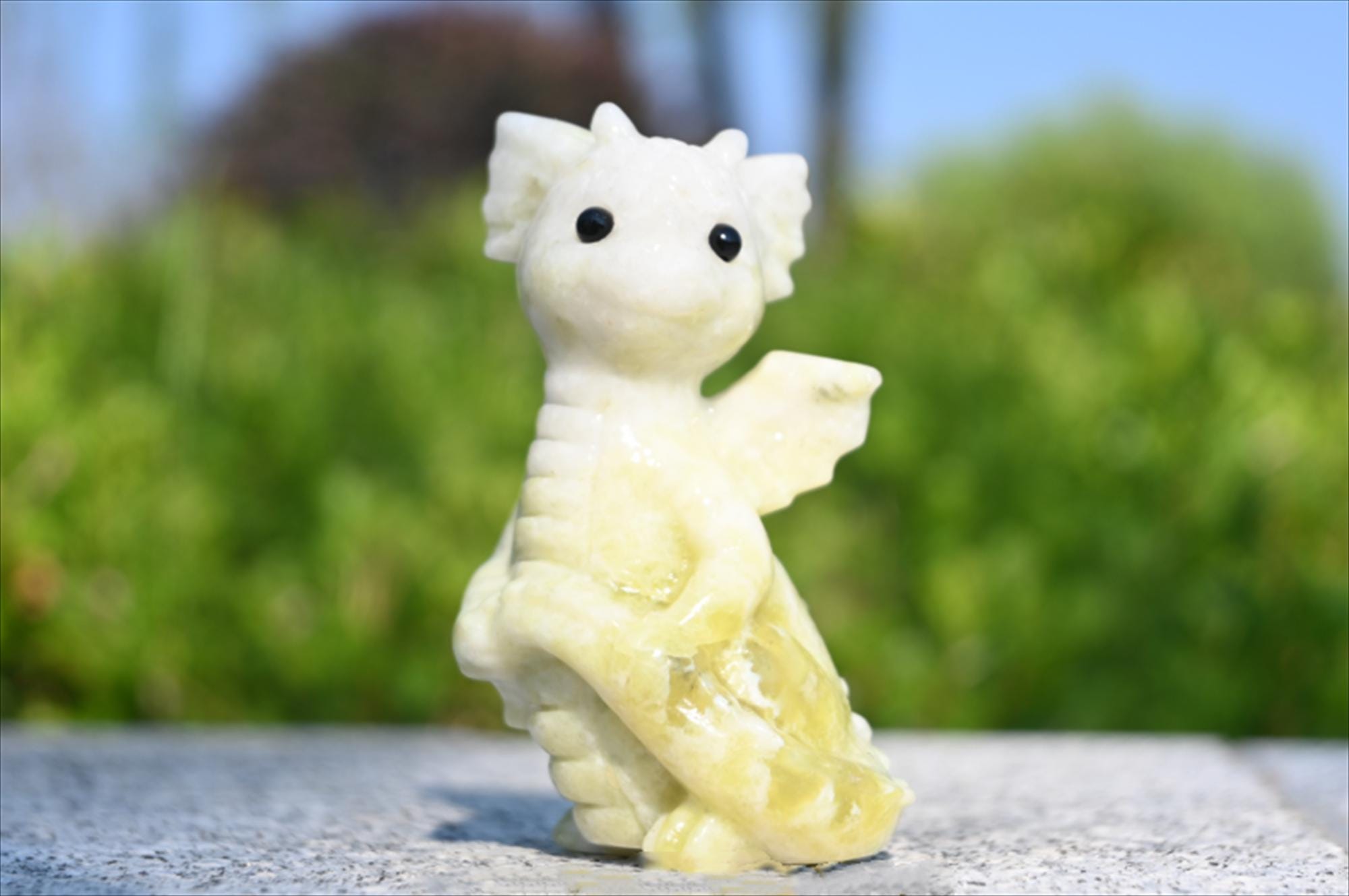 3.2'' 天然水晶ドラゴン、ドラゴンの彫刻、ドラゴンの置物、クリスタル