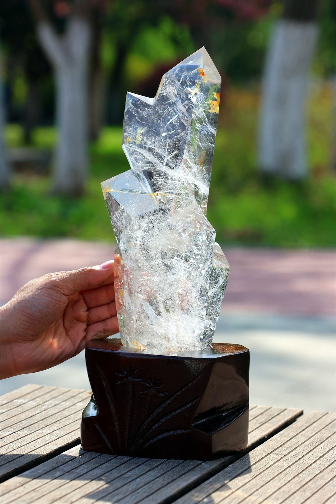 天然石 の置物 2.6KG Natural Clear Quartz Obelisk，natural Crystal Obelisk Decor