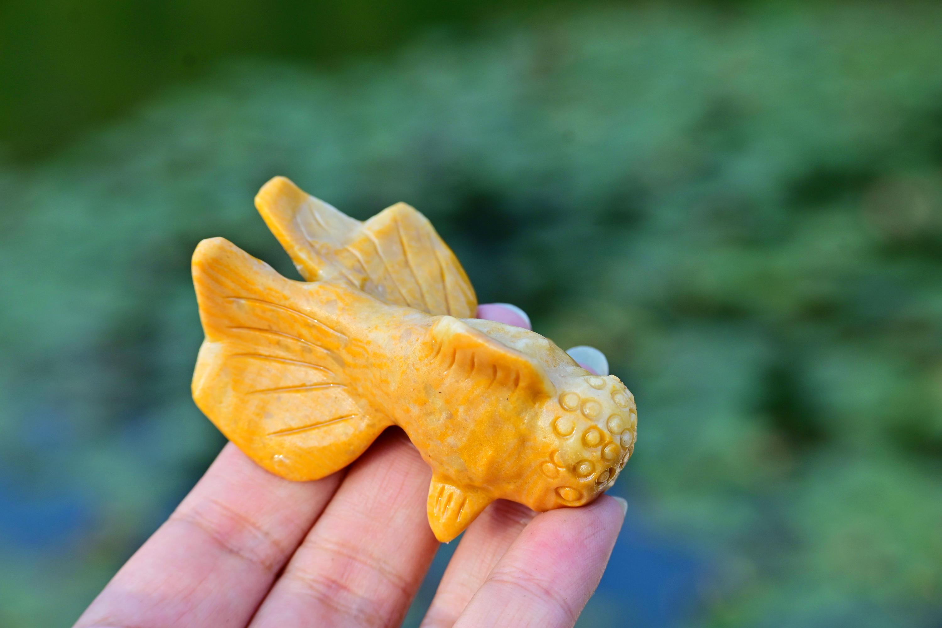 2.4'' 天然水晶金魚、金魚の彫刻、金魚の装飾、水晶のギフト、水晶の