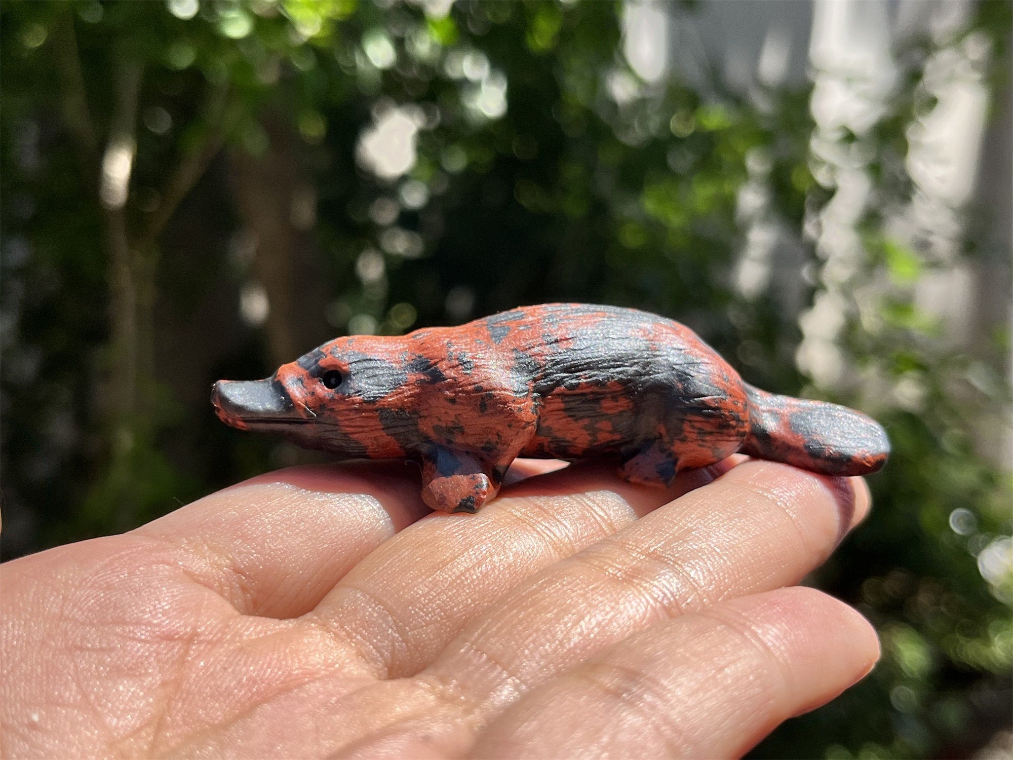 3'' Natural Mahogany Obsidian Platypus Carved，crystal Platypus