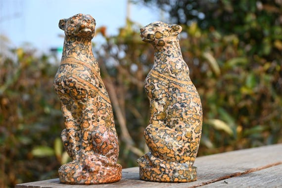 5.6'' Natural Quartz Crystal Jaguar，leopard Stone Leopard Carved